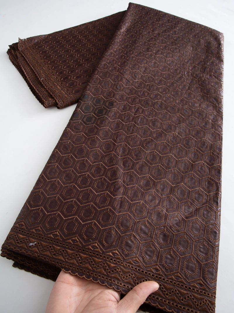 

African Swiss Voile High Quality Nigerian Embroidered Cotton Swiss Lace Fabrics for Wedding Dresses For Men's Sew,5yards 4673