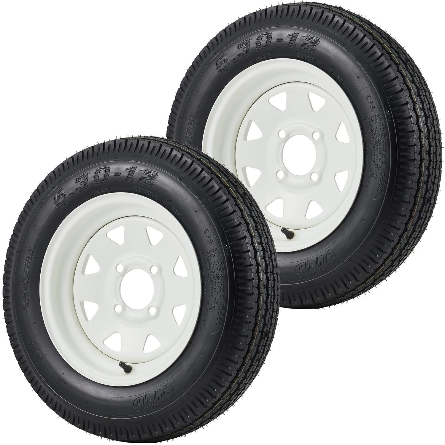 

2 Pack 5.30-12 5.30x12 Trailer Tires with 12 in Rims,4 Lug,Load Range C,6PR,Muti Function Lawn Mower & Tractor Turf & Boat Tire