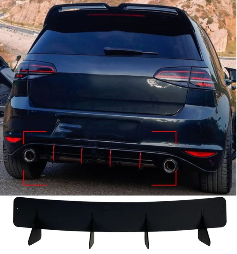 

Car Rear Bumper Diffuser Lip Spoiler Splitter for VW Golf 7 GTI 2014-2017 ABS black