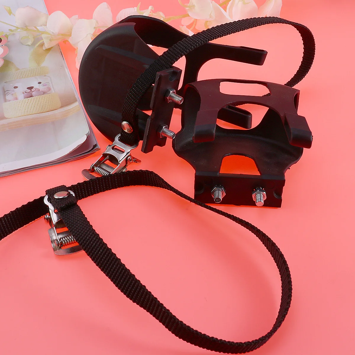 

2pcs Bike Toe Clip Plastic Adjustable Anti-Slip Pedal Strap For Mountain Road Bicycle Fixed Mounting Included Black