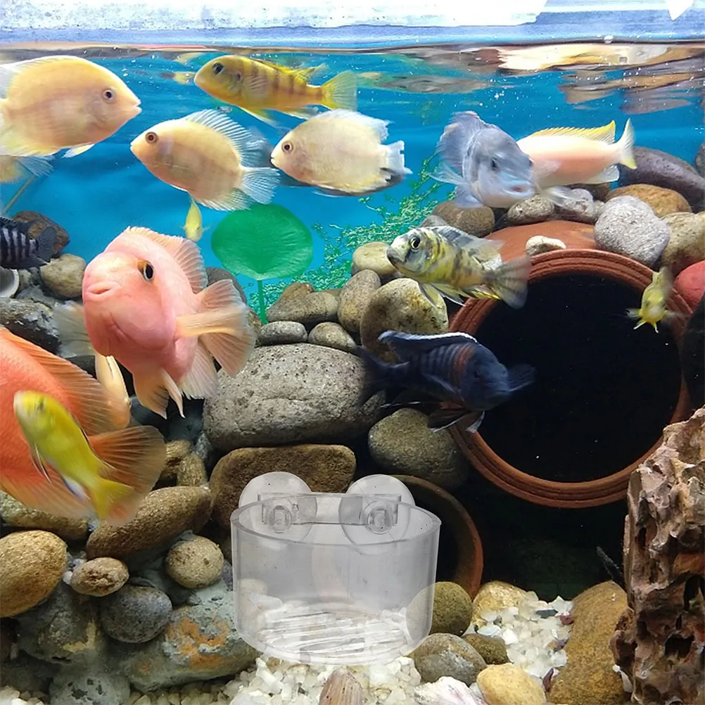 

10pcs Aquatic Plant Cup Acrylic Fish Tank Decor Round Oval Shaped Feeding Bowls Planter Holder for Aquarium Supplies