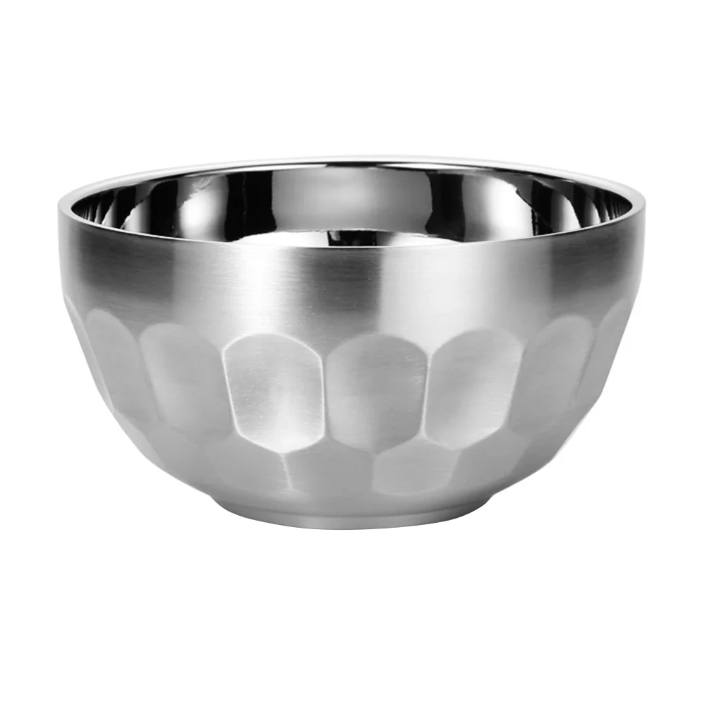 

304 Stainless Salad Bowls Mixing Punch Serving Double Layer Soup Steel Insulated Food Tableware