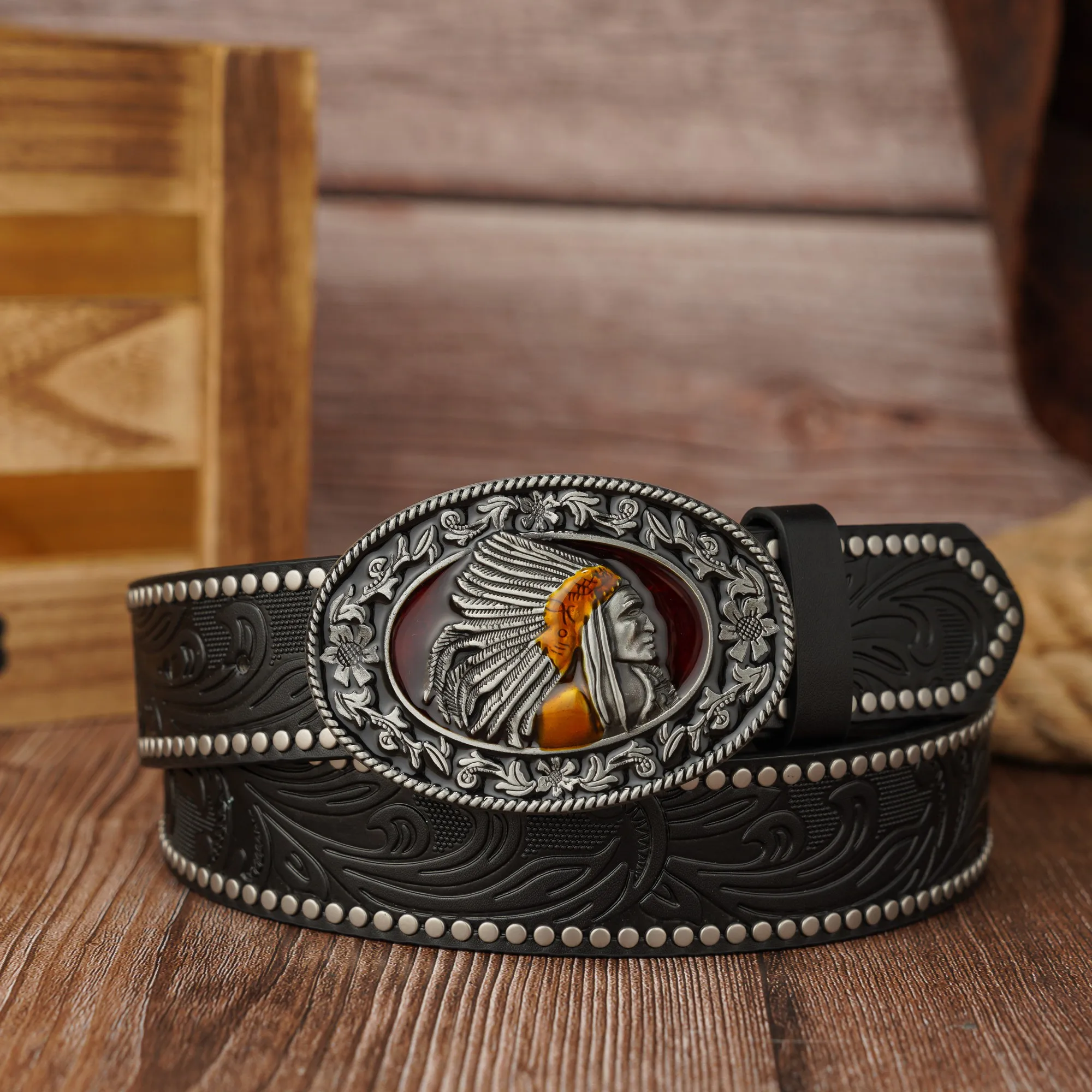 حزام برشام مزخرف من الدانتيل Ann Chieftain ذو إبزيم من البولي يوريثان #3