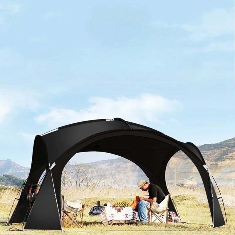 Dome Style Large Space Canopy Villa Tent Multi Persons Sunshade Outdoor Camping Windproof Rainproof Silver Coated 230cm Height