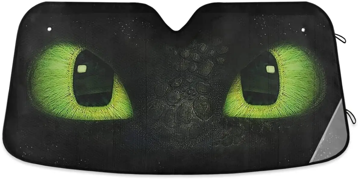 

Car Windshield Sun Shade Dragon Green Eyes Car Sun Visor for UV Rays and Sun Heat Protection,Dinosaur Blocks Heat and Sun Foldab