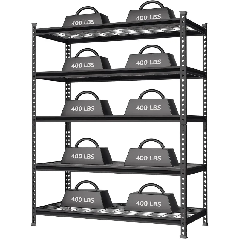 

5-Shelf Metal Shelving, 48 "W x 24 "D x 72 "H, Heavy Duty Adjustable Storage Shelves for Garage, Basement, Warehouse