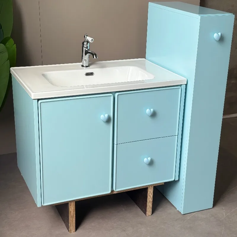 Dopamine bathroom cabinet combination blue paint hand wash basin washstand side cabinet