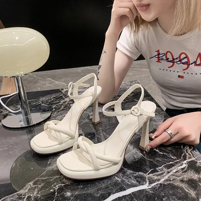 Stiletto Sandals Fashion Women\'s Shoes  Buckle Women\'s Sandals Cross Toe Luxury Girls Summer Stiletto Heels Womens Shoes