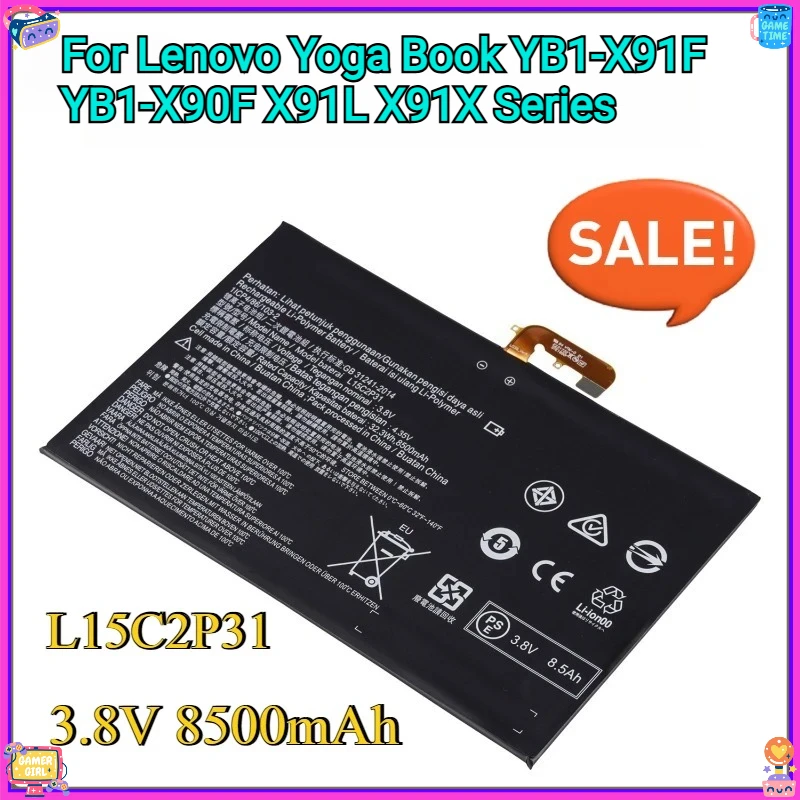 

Новый аккумулятор L15C2P31 3,8 В 8500 мАч для Lenovo Yoga Book YB1-X91F YB1-X90F X91L X91X Series