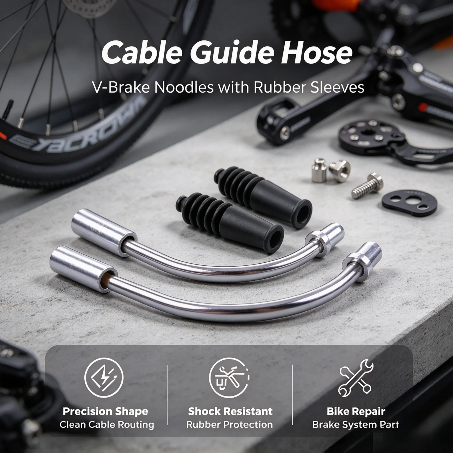 Bicycle V-Brake Noodles Bend Tube Cable Guide Rubber Sleeves Linear Pull Brake Cable Guide Hose MTB Cycling Brake parts