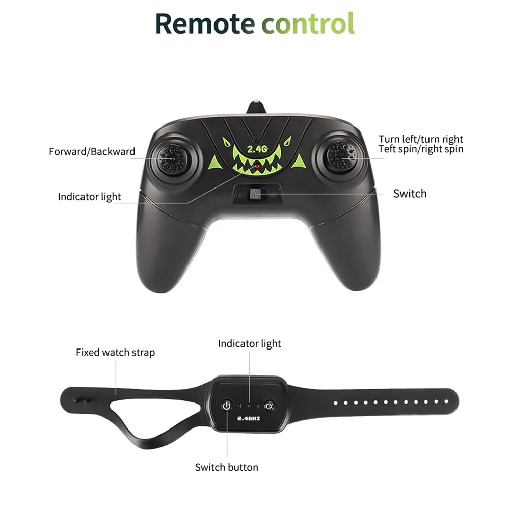 AS96-RC Stunt Car 4WD Watch Gesture Sensor Control Deformable Car Auto-Demo هدية عيد ميلاد - أزرق