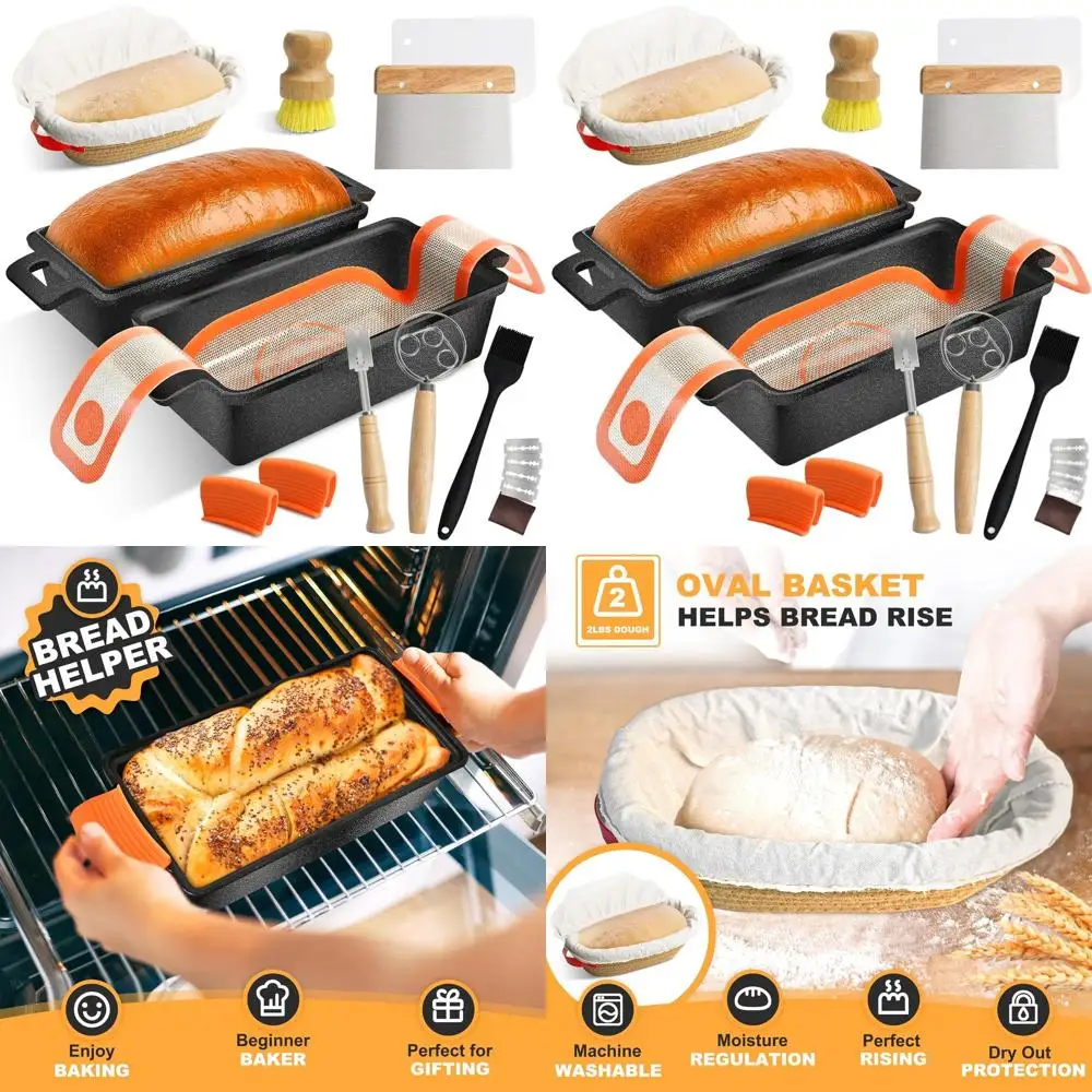 

9x5 Inch Cast Iron Loaf Pan with Lid, Versatile Bread Baking Set
