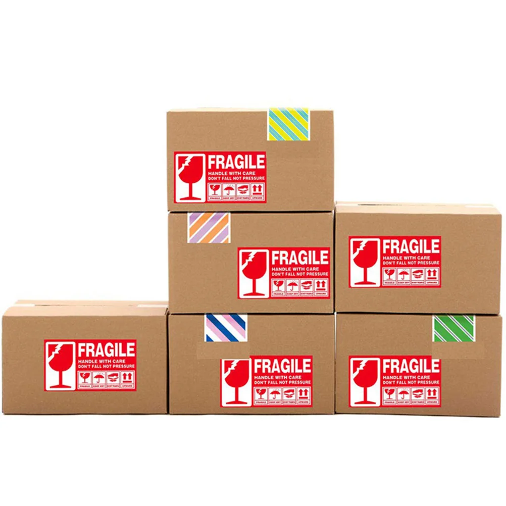 300Pcs Fragile Warning Labels Handle with Care Durable Self-Adhesive Shipping Stickers Red White Fragile Sticker