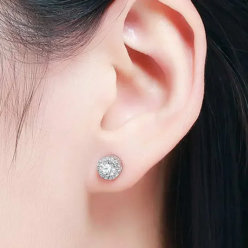 KALETINE Genuine 925 Sterling Silver Stud Earrings For Women Sea Blue CZ Clear Small Earrings Fashion Jewelry Kpop KLTE001
