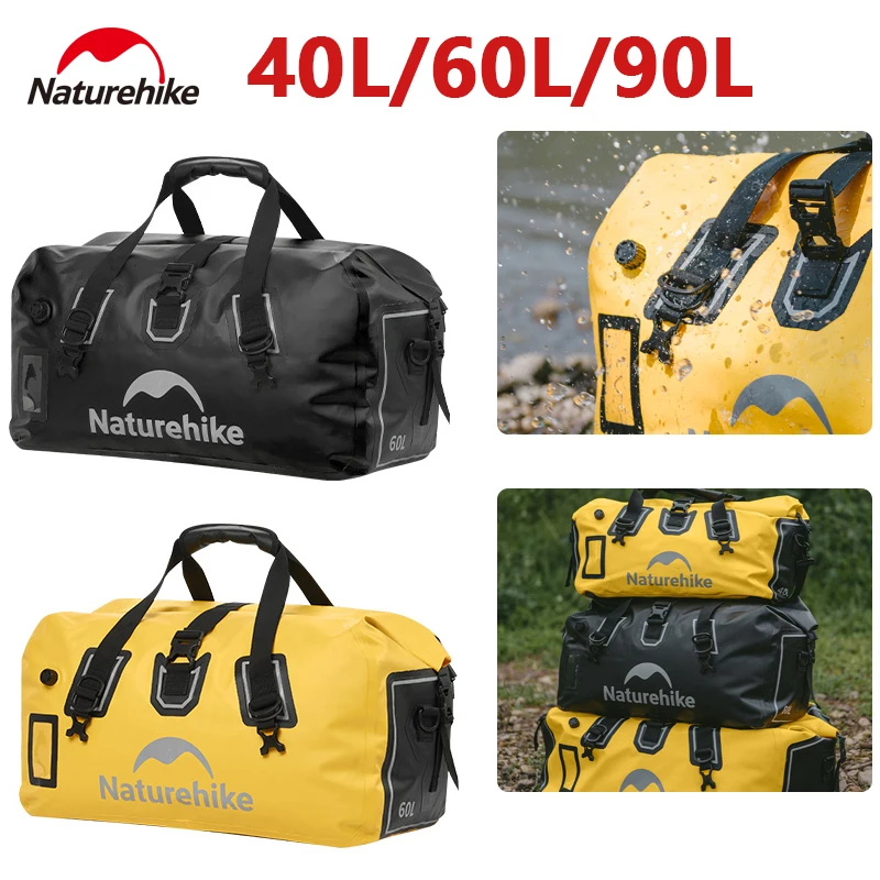 Naturehike 40L/60L/90L IPX6 Waterproof Bag Outdoor Portable Net Clamping Cloth Waterproof Sport Storage Trekking Gym Travel Bag