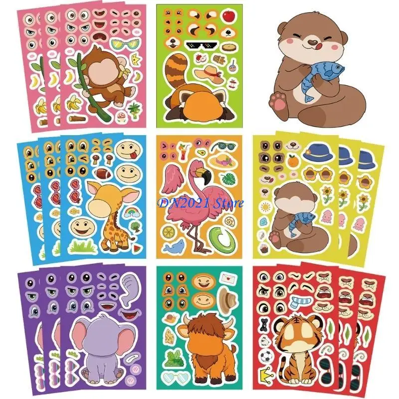 

F3KE Детские наклейки с изображением животных из мультфильма, декоративные наклейки из ПВХ для планшетов, телефонов
