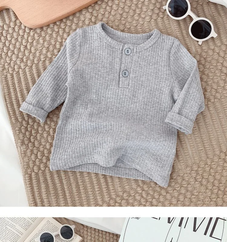 2026 Kinder Mädchen Langarm T-Shirt Frühling 1-6 Jahre Geripptes Stoff-Unterhemd Weiches Basic-Shirt Oberteil Lässige Innenbekleidung – Detail 11