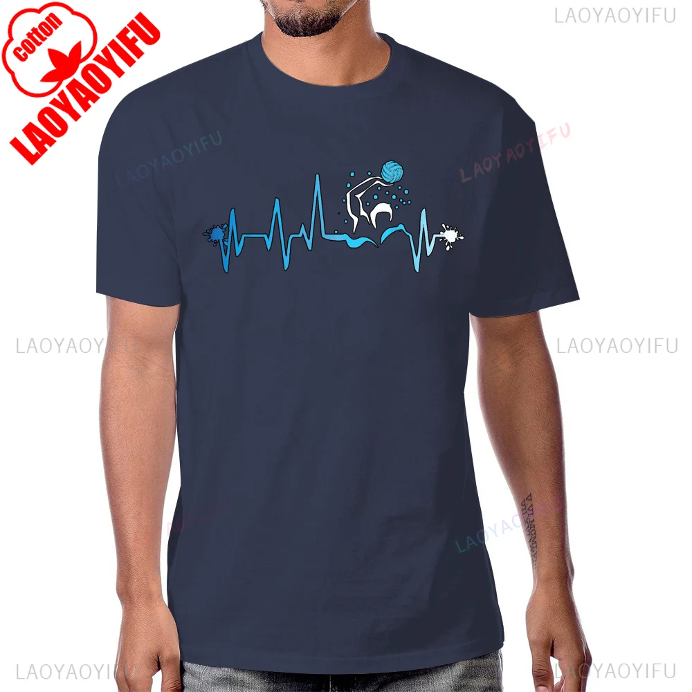 Water Polo Player Heart Beat Graphic Printed T-Shirt Short Sleeve Casual Fashion Harajuku Hip Hop Man Tshirt Cotton Women Tees view 3