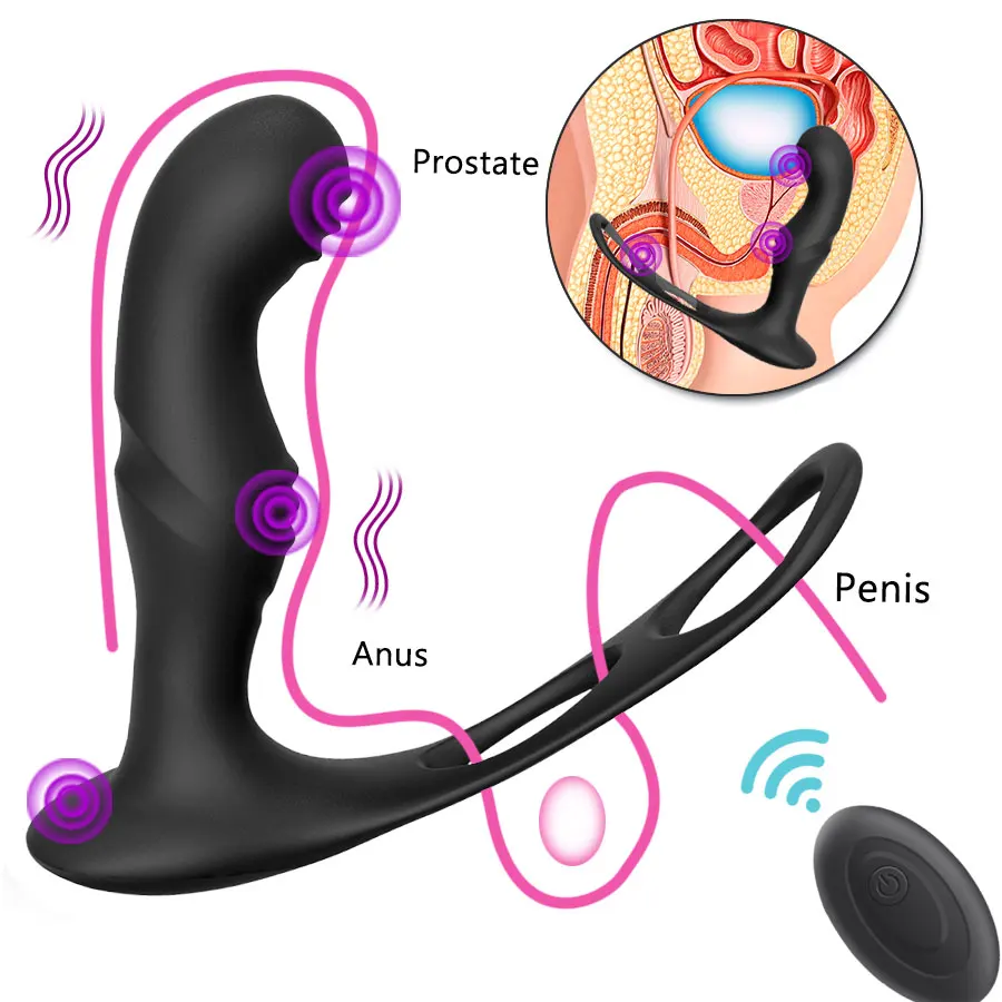 Male Prostate Massage Remote Anal Vibrator 10 Speeds Delay Ejaculation Ring Testis Stimulate Anus Plug Butt Adult Sex Toys 18+