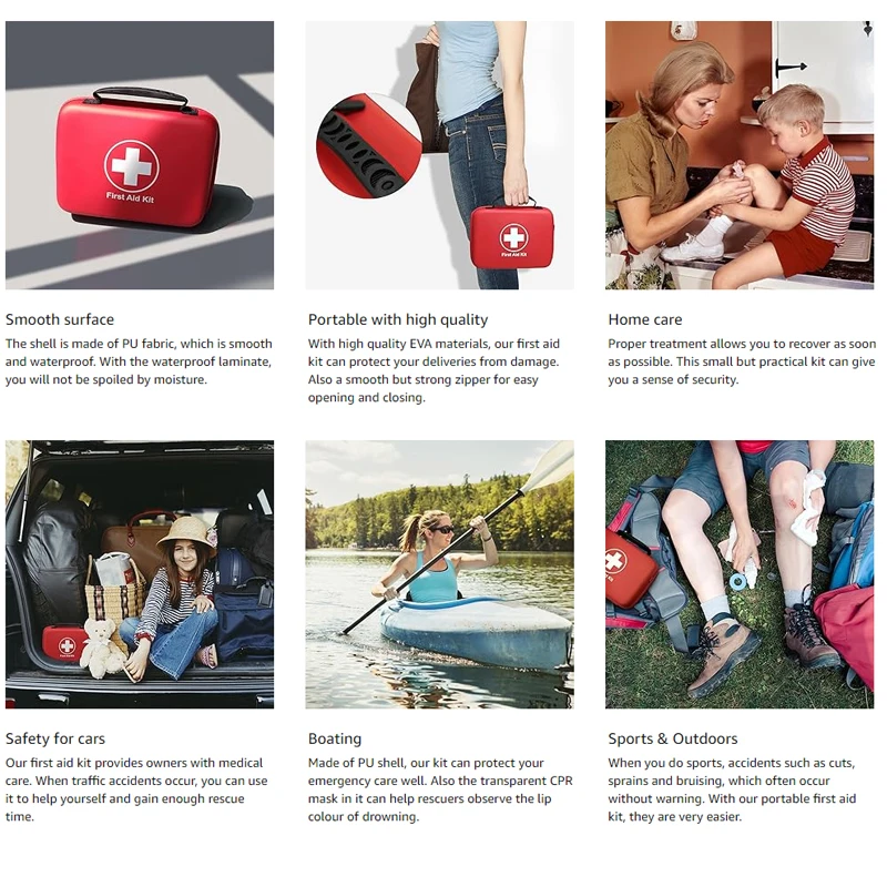 Lightweight and durable First Aid Kit - waterproof portable medical kit with ample storage space for travel and home use