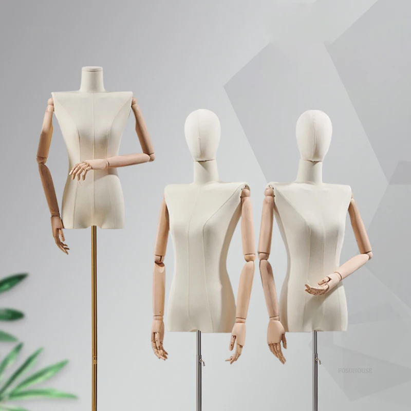 Korean Flat Shoulder Female Mannequins Wedding Dress Shop Mannequins Window Display Stand Clothing Store Half-length Mannequin