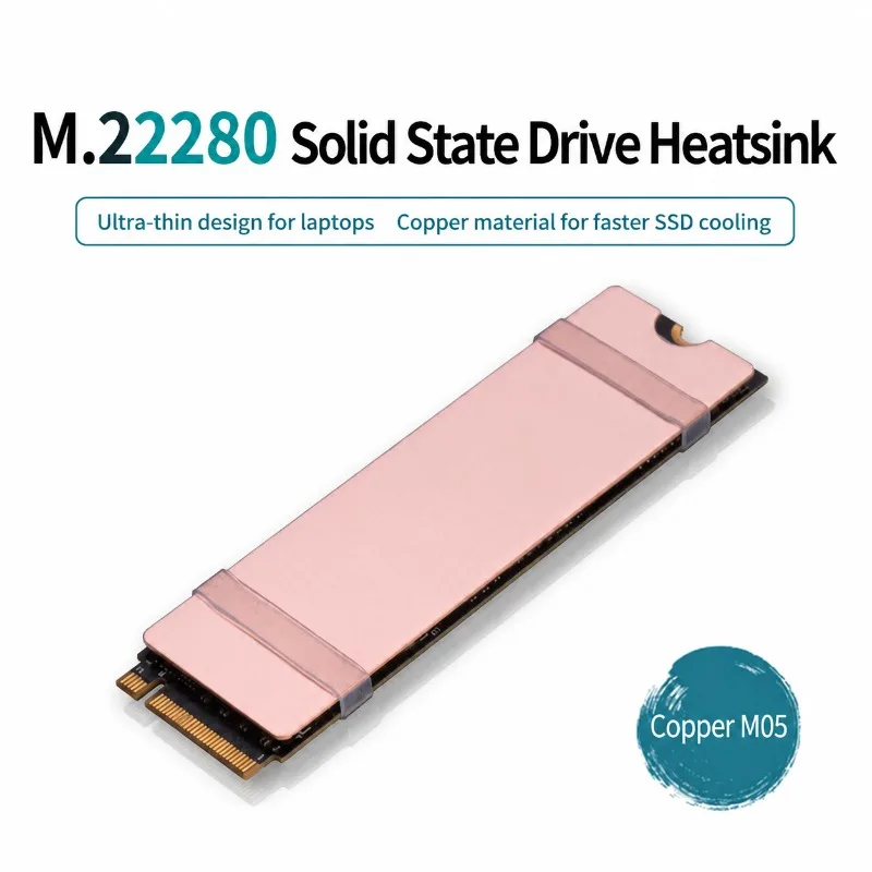 M05 Purple Copper M.2 SSD Heatsink Special for 2280 NGFF Solid State Drive Efficient Thermal Radiator for Notebook Laptop