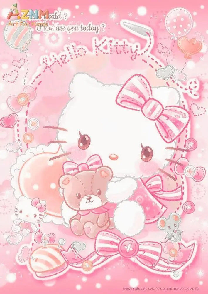 Cute Sanrio Hello Kitty Wall Poster,Pink Sweet Girly Style Canvas Print,Unframed Wall Art for Girls Bedroom Home Decoration Gift