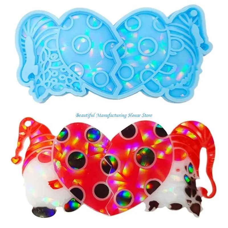 E56A قوالب الراتنج المجسم مع ثقب عيد الميلاد جنوم قلادة قالب من السيليكون DIY بها بنفسك سلاسل المفاتيح المعلقات مجوهرات الراتنج