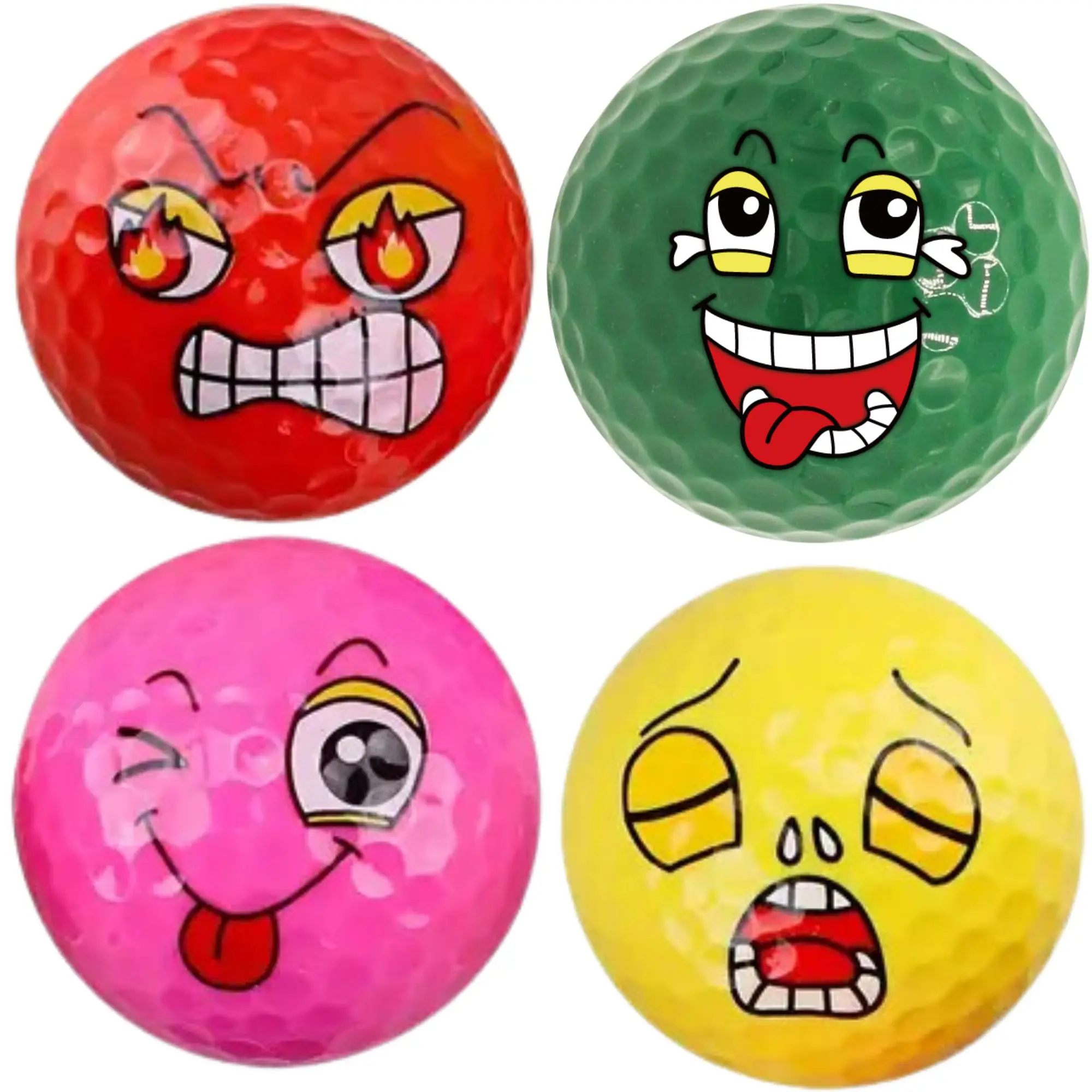 

4 count Funny Golf Balls -Golf Hat Clip Ball Marker for Course Play, Practice, Gifts, Novelty Funny 4Type Expression Colored