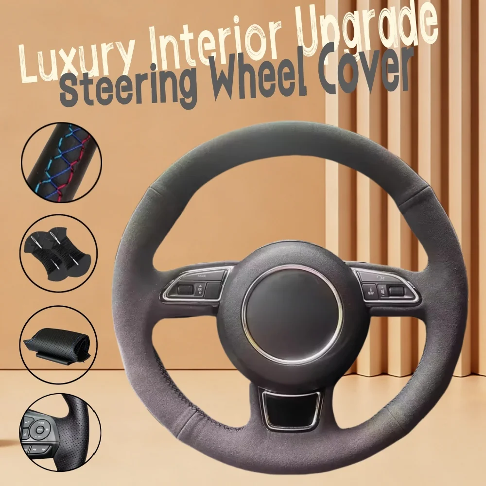 

Customiz Suede Leather Car Steering Wheel Cover 8X A3 8V Sportback A4 B8 Avant A5 8T A6 C7 Steering Wrap Cover For Audi A1