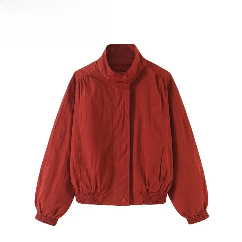 Fashionable Pilot Jacket Women's Stand Collar All Match Zipper Short Coat Polyester Fiber Long Sleeve Autumn New Arrival