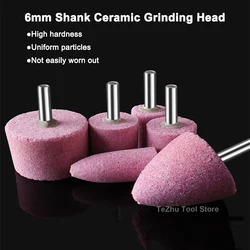 6mm Shank Ceramic Grinding Head Polishing Abrasive Wheel for Dremel Rotary Power Tools Cylinder Bullet T Type Head