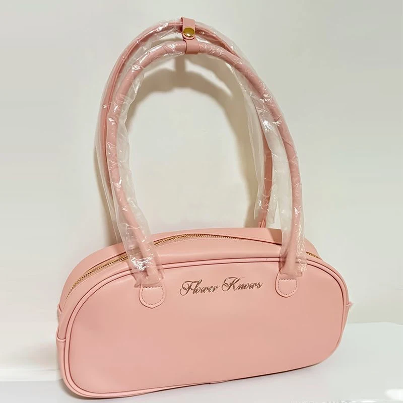 Flower Knows Cosmetic Bag 7th Anniversary Pink Handbag PU Summer Limited Leather Bag Solid Color Small Tote Bag