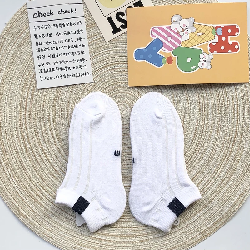 Children\'s White Short Socks Spring/Summer Boys and Girls Sports Sweat-absorbing Cotton Socks Baby Breathable Socks 1-7 Years