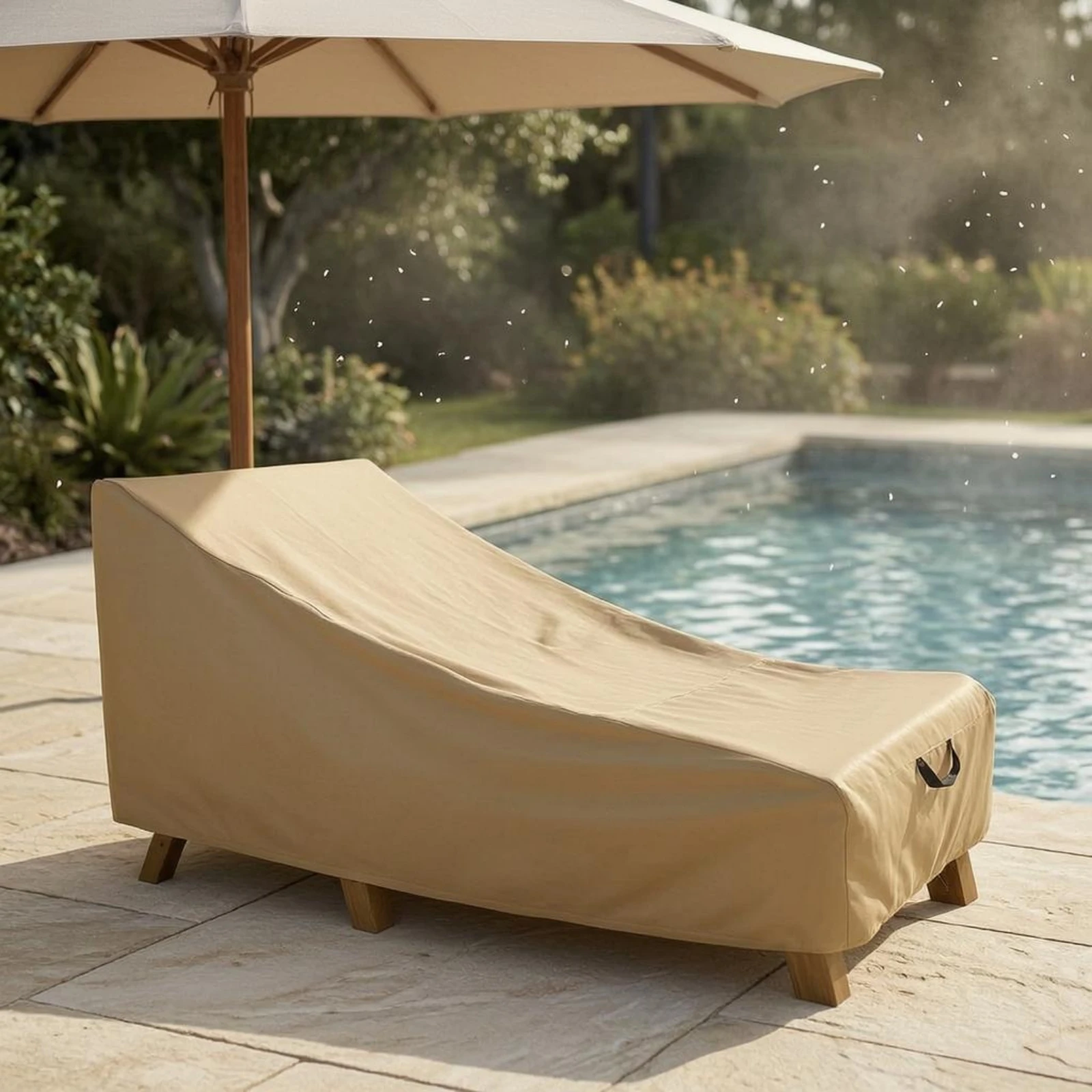 Patio Chaise Lounge Cover Khaki Chaise Lounge Cover Shielding Slipcover Tailored Fit Outdoor Protection Sloped Top
