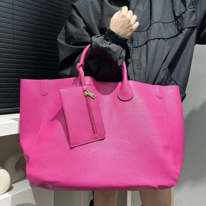 

Women's Fashion Soft Leather Tote Bag Large Capacity Simple Solid Color Trend Shoulder Bag High Quality High Appearance Level