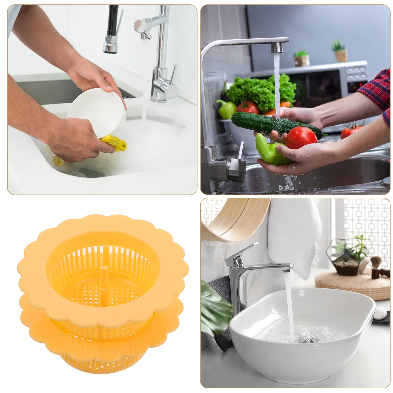 

2Pcs Kitchen Sink Strainer Basket Clog Preventer Portable Durable High Density Mesh Hair Debris Catcher Drain Cover