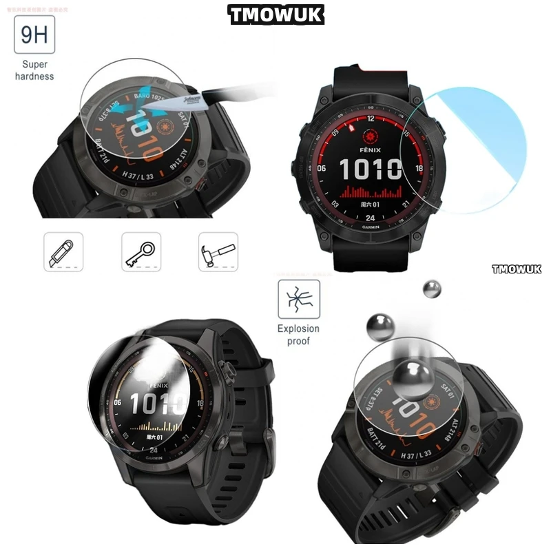 

For Garmin Fenix 6 6S 6X Pro Silver HD 9H Hardness Tempered Glass Screen Protector