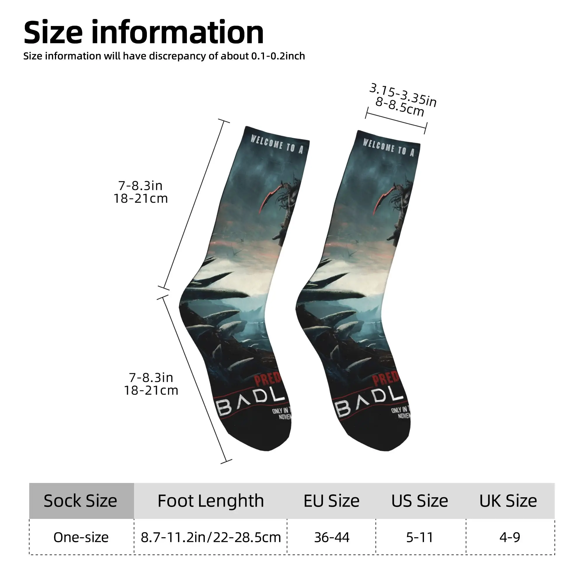 Predator: إكسسوارات جوارب طاقم تصميم Badlands للجنسين، جوارب مطبوعة قابلة للتنفس