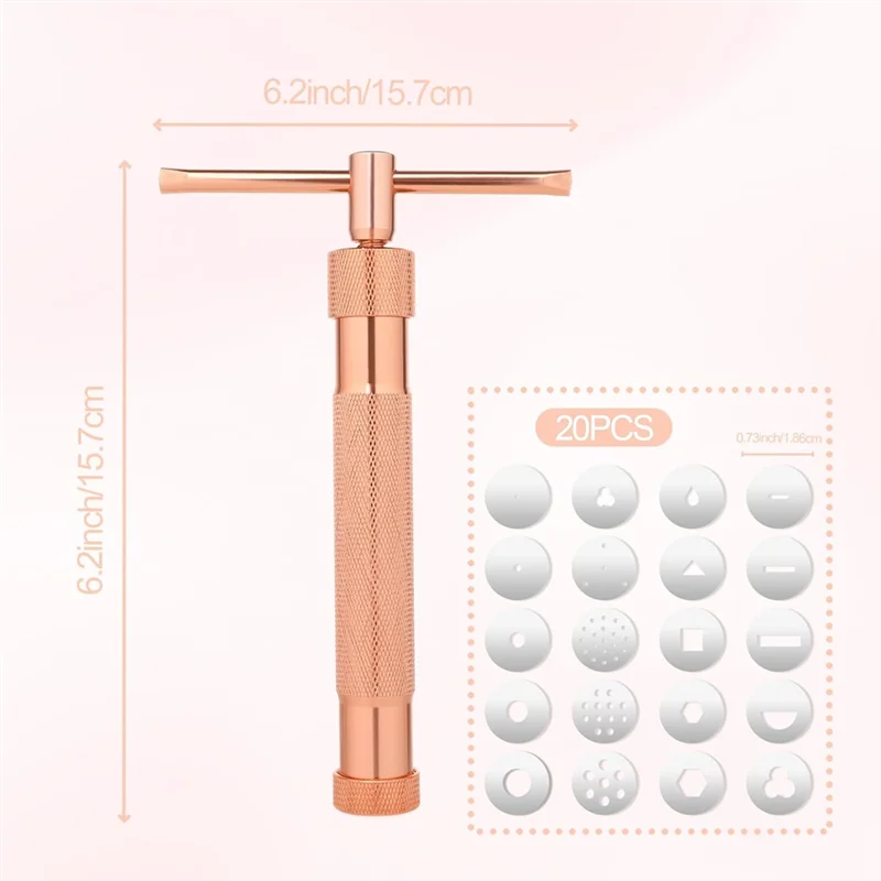 الطين الطارد، فندان الطارد الفولاذ المقاوم للصدأ الطين الطارد مع 20 قرص، معجون السكر بثق أداة تزيين الكعكة Set-B61B