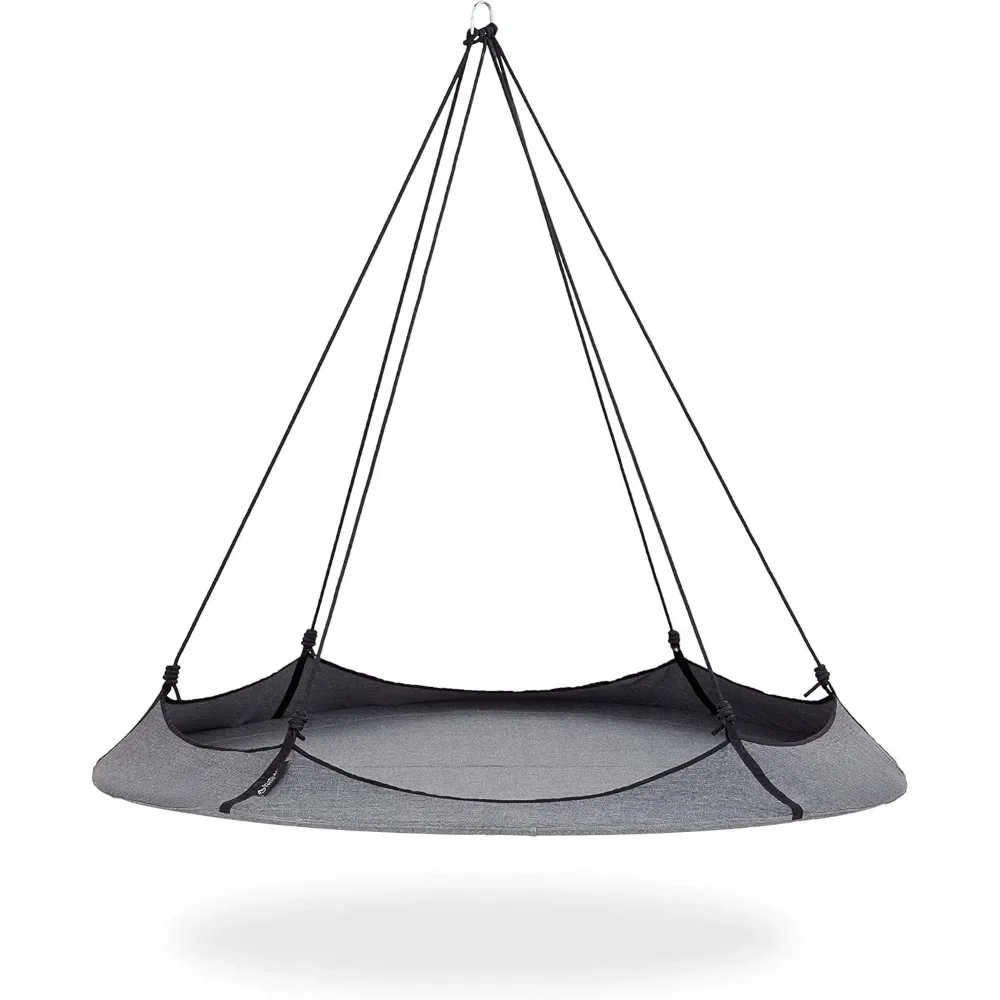 

Free-Hanging Transportable Circular Family Hammock Bed/Hanging Chair/Porch Swing For Garden, Deck, Lawn, Patio And Camping. Gray