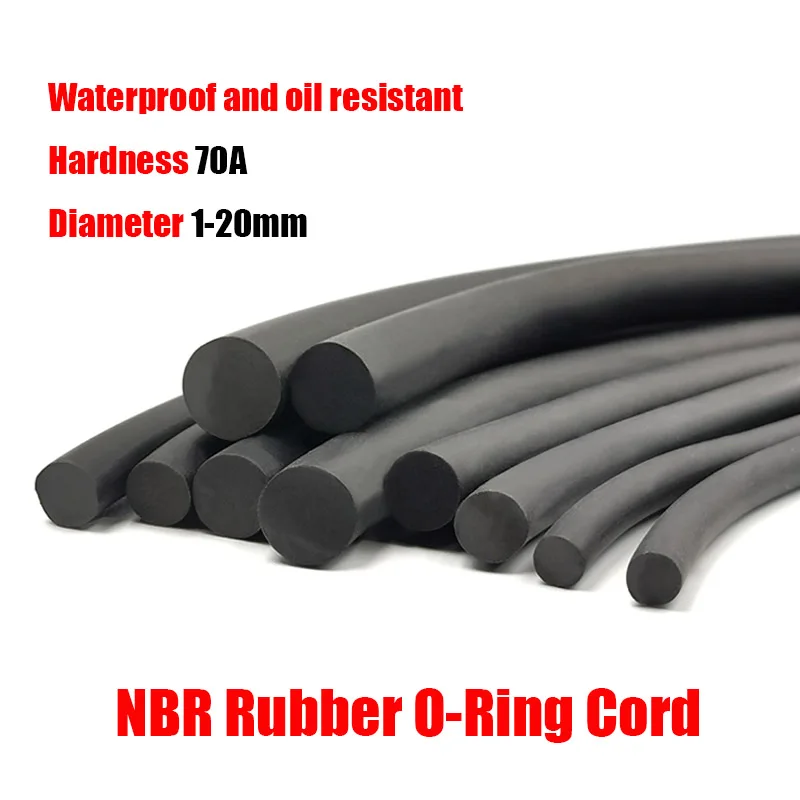 NBR Rubber O-Ring Cord (Black),Oil/Acid/Alkali Resistant Sealing Rope, Round Cross-Section for Gaskets/Vibration Damping
