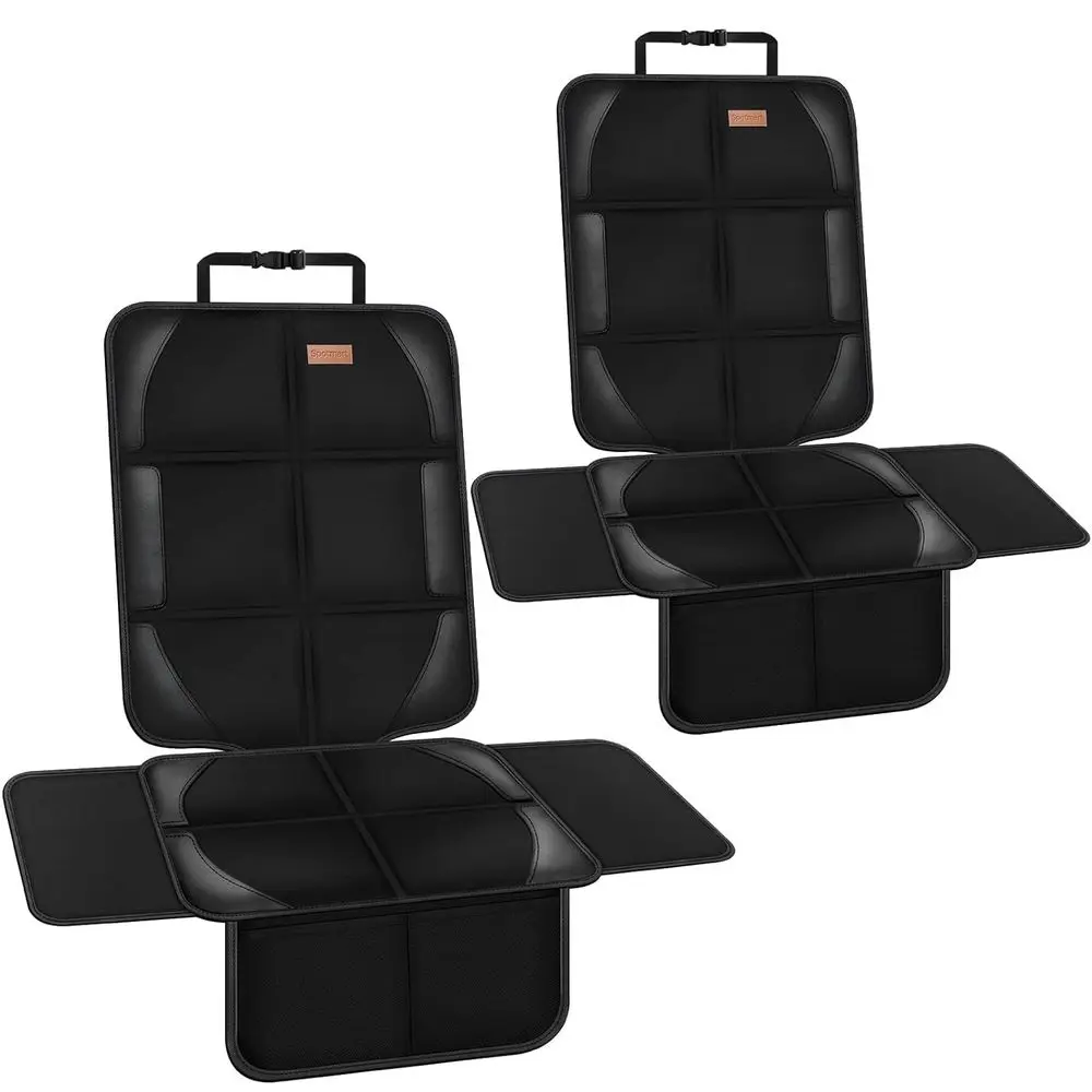 

600D Waterproof Non-Slip Car Seat Protector with Storage Pockets, Large Size, Black (Set of 2)