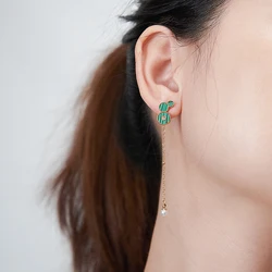 ENFASHION Aretes MINI Peacock Green Disc Drop Earrings With Pearl For Women's 18K Plated Gold Earrings Trendy Cute Jewelry 1475