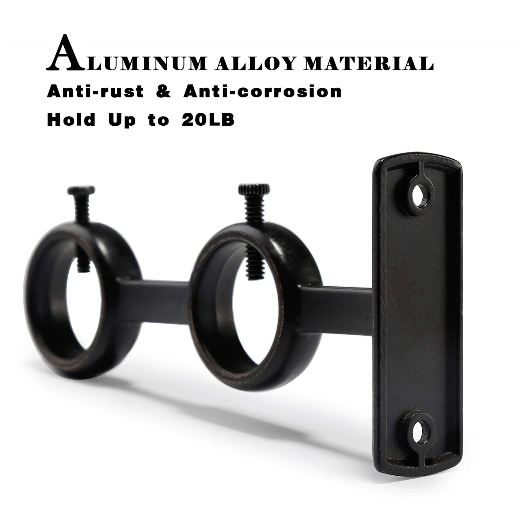 

B28C-Curtain Rod Bracket, 4Pcs Double Curtain Rod Holder, Double Rod Brackets Hooks For Living Room Bedroom Curtain Rods