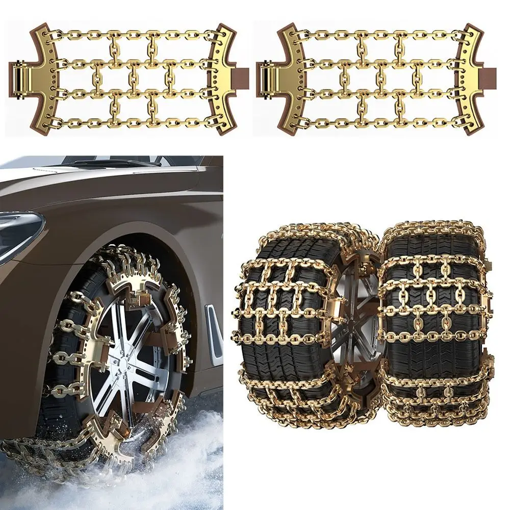 2Pcs Non-slip Car Tire Snow Chains Driving Safety Thickened Anti-skid Chains Iron Winter Tyre Car Snow Tires Accessory