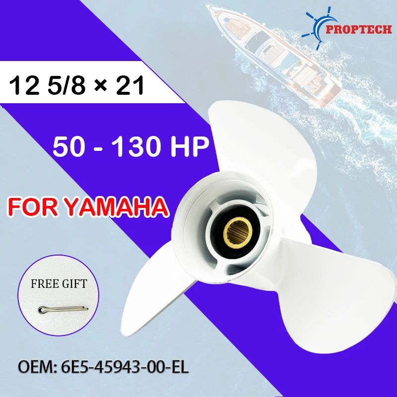 3-Blade Propeller for Yamaha 50-130hp Screw For Outboard Motor 12 5/8 x 21 Aluminum Alloy Boat Engine Part with 15 Spline