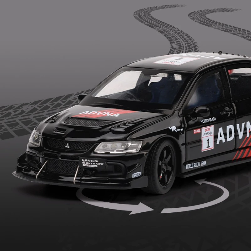 Modelo de coche deportivo de aleación Mitsubishis Lancer Evolution 1:32, vehículos de juguete de Metal fundido a presión, modelo de coche, sonido de simulación, luz, regalos para niños