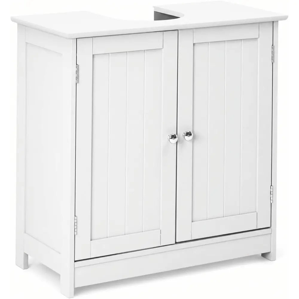 Pedestal Sink Storage Cabinet with 2 DoTraditional Under Sink Cabinet Bathroom Space Saver Organizer with Adjustable Shel White