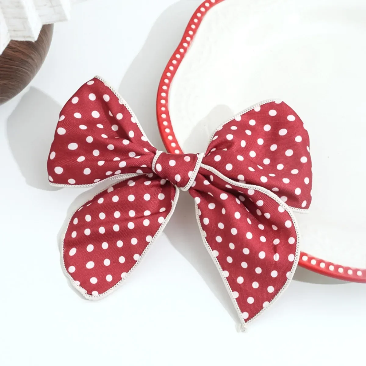 مشابك شعر على شكل فيونكة من القماش سلسلة حمراء |   إكسسوارات شعر الأطفال للعطلات |   دبابيس شعر للفتيات على شكل ذيل حصان للاستخدام اليومي والاحتفالي